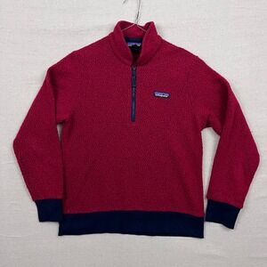 Patagonia Fleece Pullover Jacket Wool‎ Blend Woolyester Red Small Quarter Zip